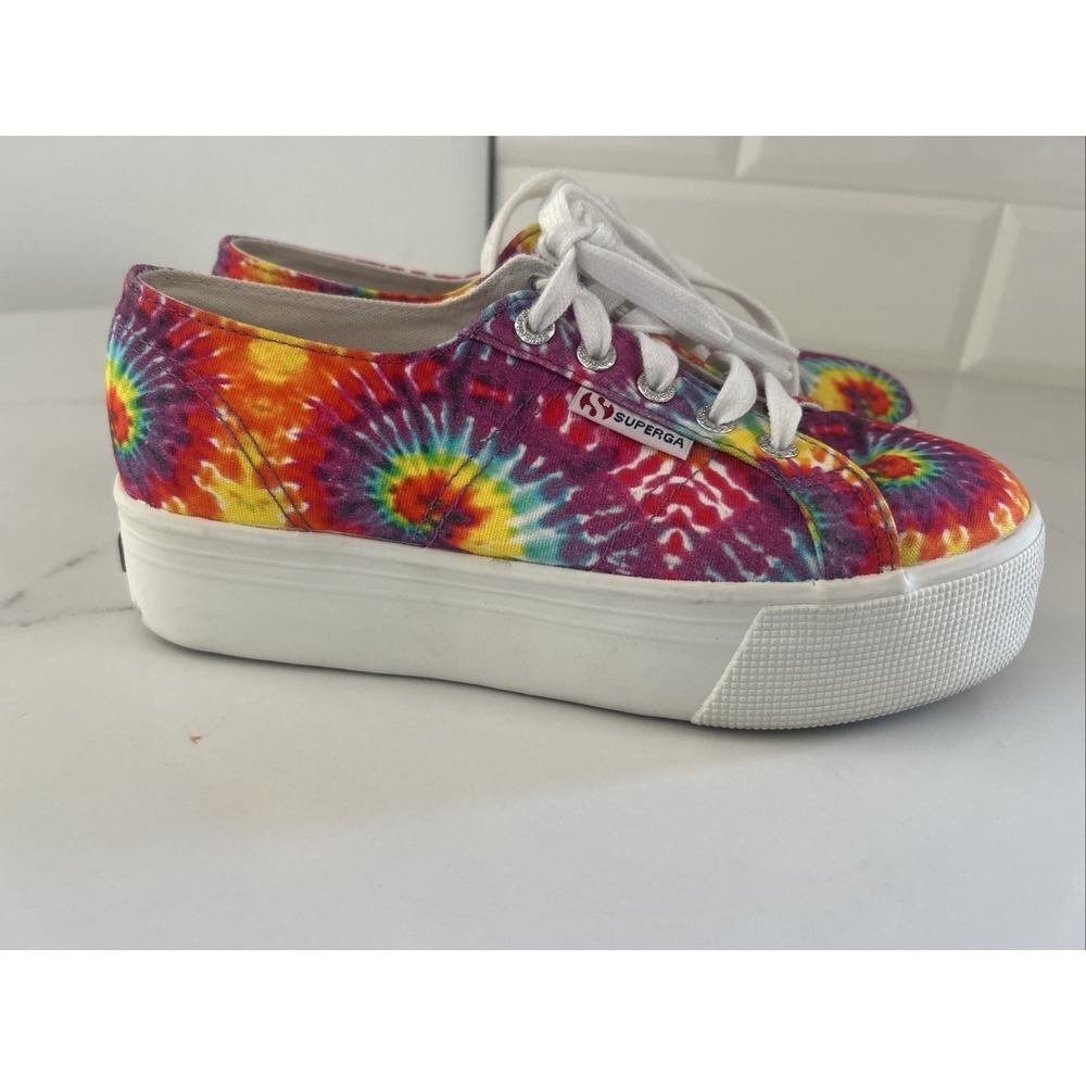 Superga 2790 Fan Tie Dye Platform Sneakers Sz 6.5/Multicolor Cotton Rubber Sole
